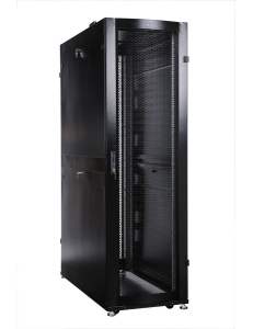Шкаф серверный ПРОФ напольный 42U (600x1000) дверь перфор. 2 шт., черный, в сборе